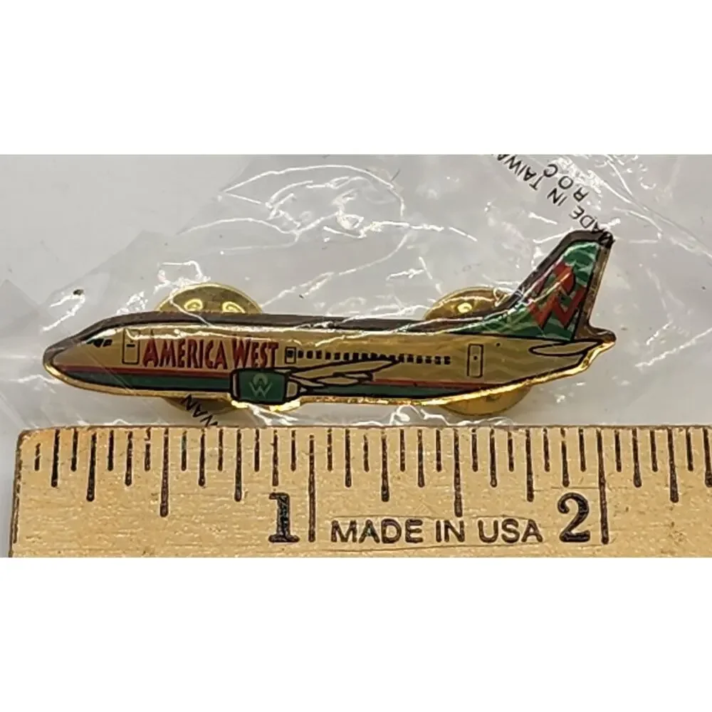 America West Airlines Boeing 737 Airplane Promo Double Pin Pinback